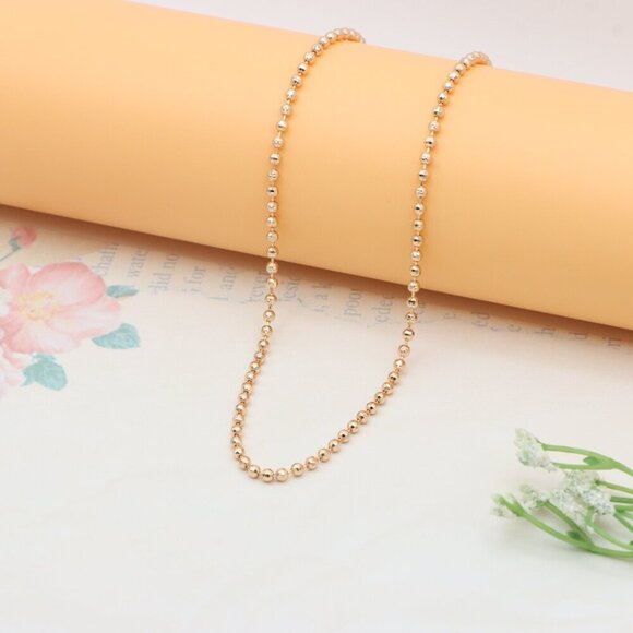 "Elegant Rose Gold Ball Chain Necklace High Polish Finish, XPNL0334 - Picture 8 of 12